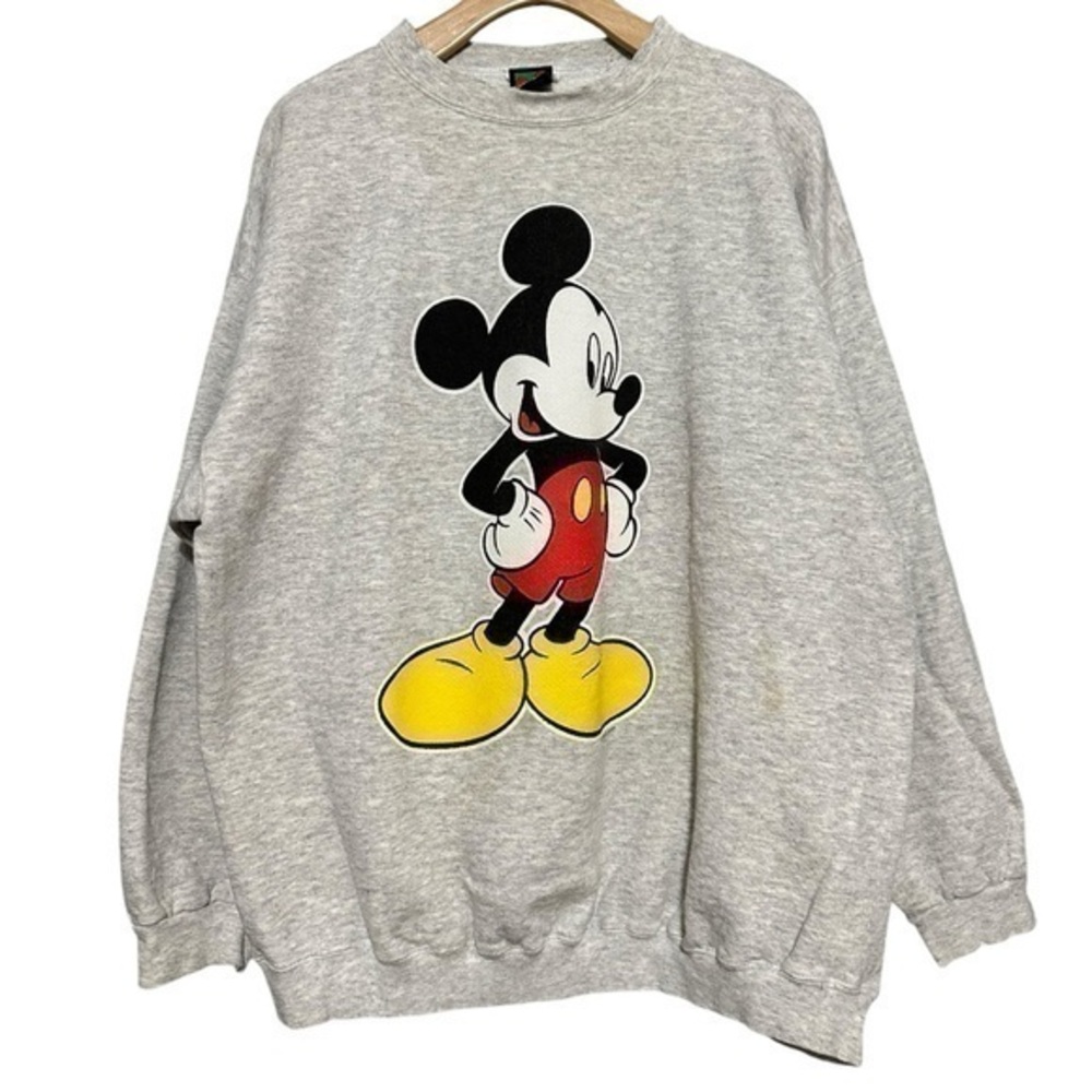 Vintage 1980 Mickey Unlimited Mouse Uni-Sex XL Heather Gray Pullover Sweatshirt